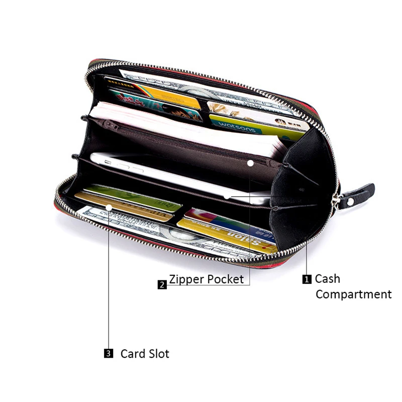 Цена Длинный женский кошелек с внутренним отделением, женский большой кошелек Perse Carteira, Женский кошелек из натуральной кожи с отделением для кар...