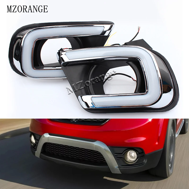 

MZORANGE 1 Set LED DRL Daytime Running Lights With Turn Yellow Signal Lamp For Fiat Freemont For Dodge Journey 2014 2015 2016