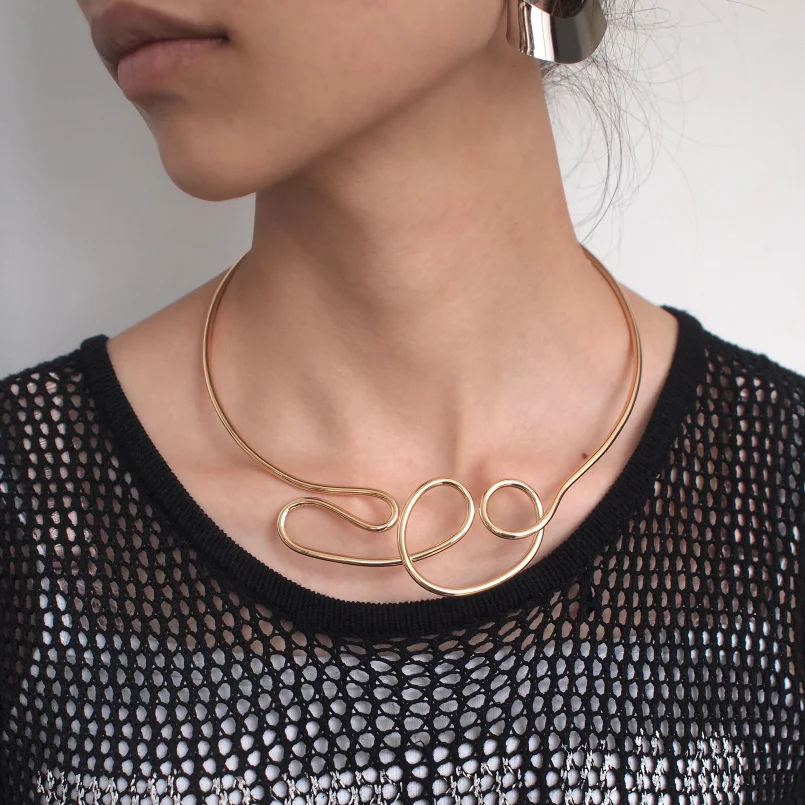 MANILAI Geometric Alloy Chokers Necklaces For Women 2018 Fashion Jewelry Bib Collar Necklace Statement Punk Design