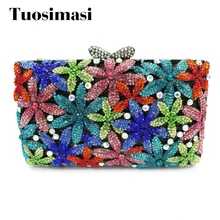 Разных цветов цветы снег формы стиль сумок кристалл сцепления вечерняя сумочка женские сумки муфты сцепления день(88128a-c