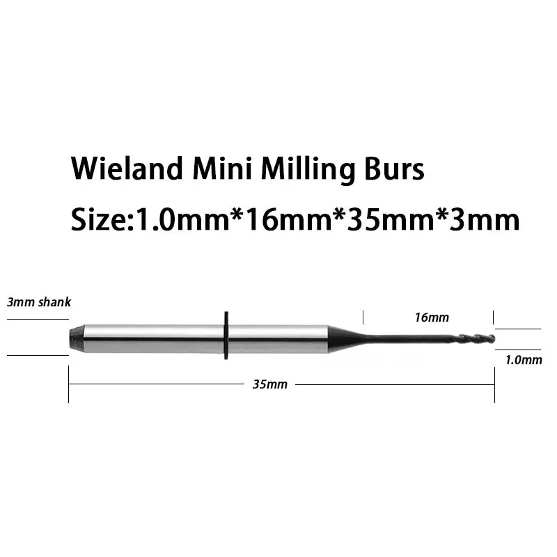 

WIELAND MINI CADCAM System Milling Tools 1.0mm Head Diameter 3.0mm Shank