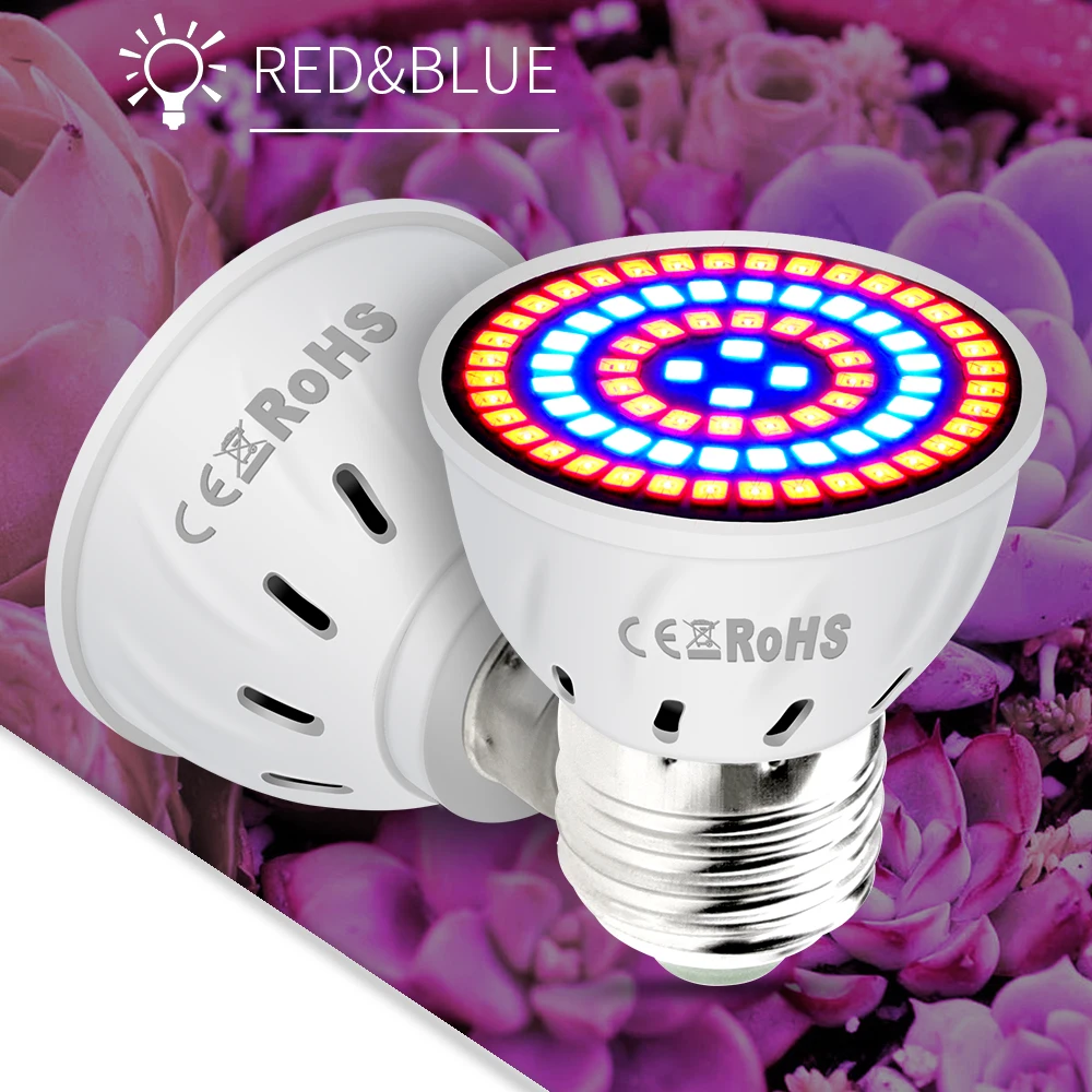 

GU10 LED Full Spectrum E14 Grow Light E27 Plant Jardim Growing Tent Lamp GU5.3 48 60 80 Leds MR16 Indoor Hydroponics Bulb B22