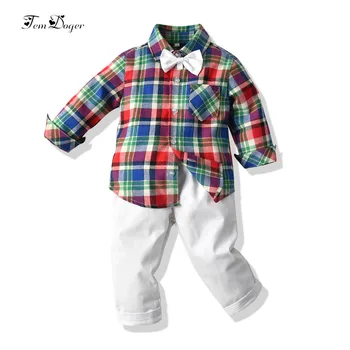 

Tem Doger Baby Boy Clothing Sets 2019 Autumn Infant Newborn Clothes Long Sleeve Tie Shirts+Pants 2PCS Outfits Bebes Boy Clothing