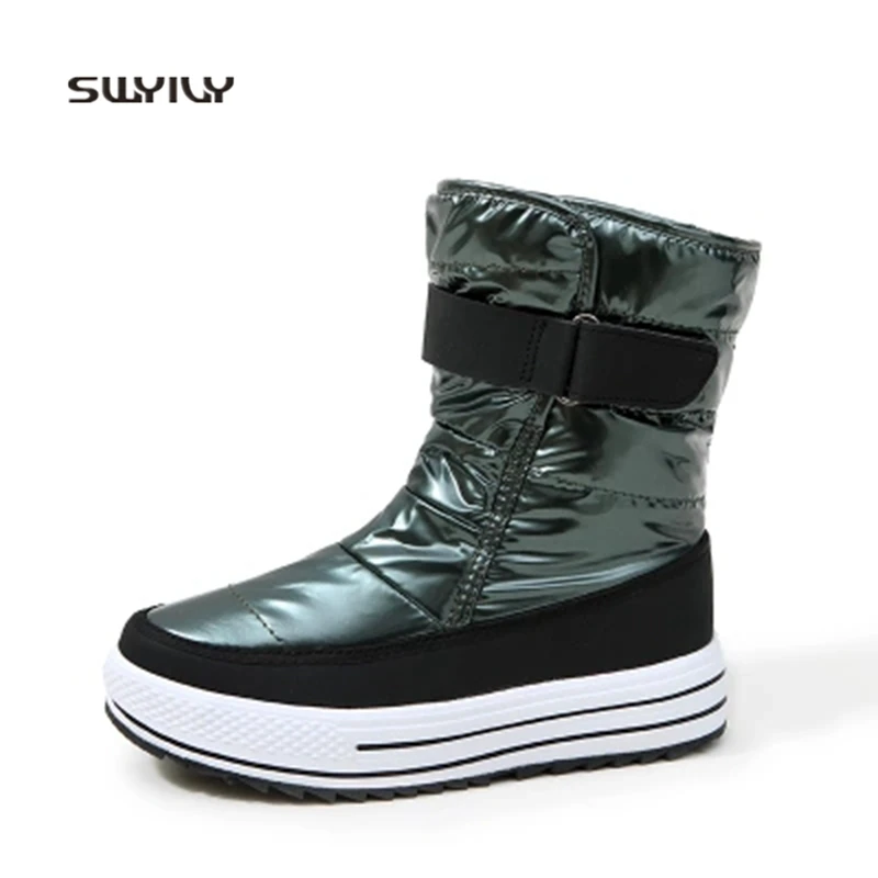 

SWYIVY Women Winter Warm Boots Hook&Loop Toning Shoes Women 2018 New Plus Velvet Non-slip Sneakers Women Platform Short Boots