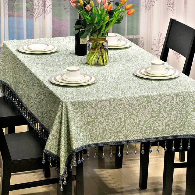 Verde Euro Jacquard Texture Di Lusso Tovaglia per Sala Da Pranzo ... Verde Euro Jacquard Texture Di Lusso Tovaglia per Sala Da Pranzo ...
