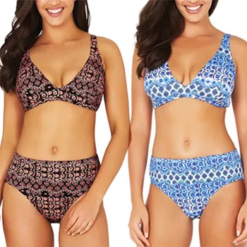 

High quality Women Beachwear Patchwork 2 Pieces Bandage Bikini Swimsuit Bathing Suit Cover up Dropping Biquini Bra set R22