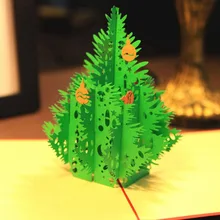 Красная 3D Рождественская елка 3D лазерная резка всплывающая бумага оптом открытки ручной работы на заказ рождественские поздравительные открытки подарки дисплей 6A0811