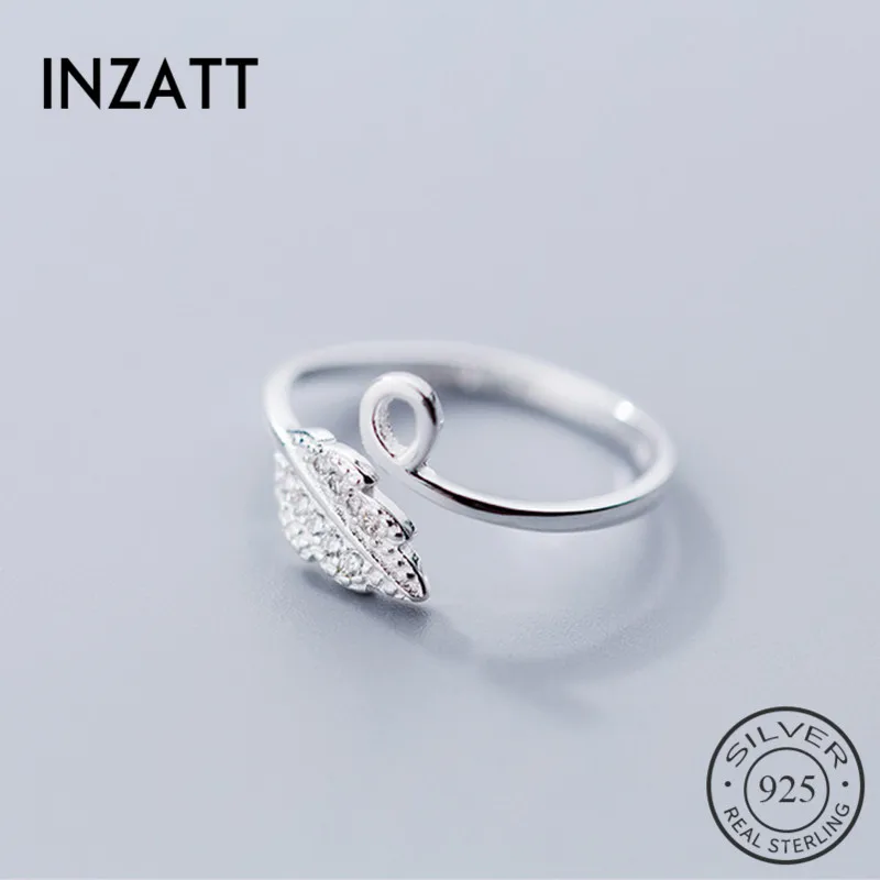 INZATT Настоящее серебро 925 пробы богемное кольцо с цирконием и листьями для