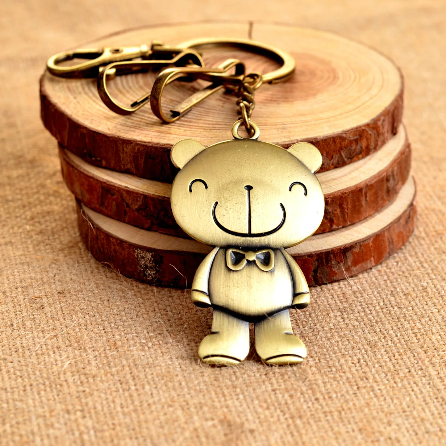 Teddy Bear Keychain Hot Sale Bronze metal Keychain Car Key Chain Key