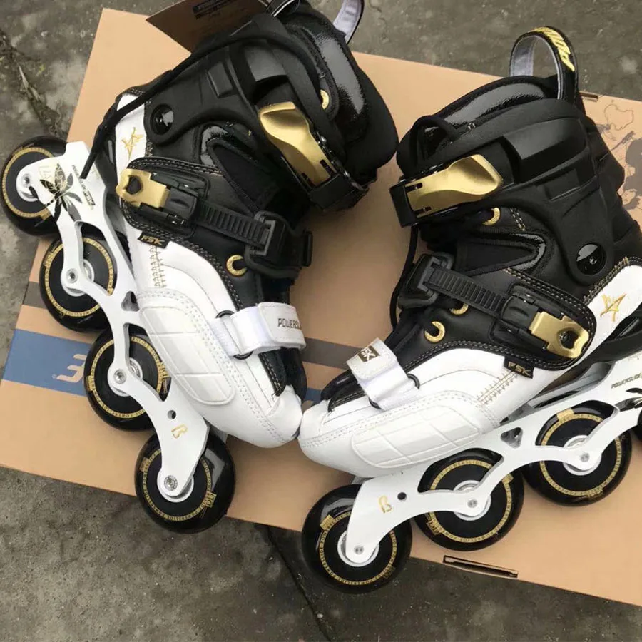 2019 POWERSLIDE S4 المهنية سباق التعرج التزلج على الجليد الأسطوانة الكبار أحذية التزلج انزلاق الشحن Patines حذاء تزلج بعجلات Japy