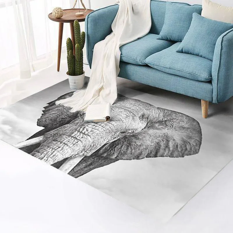 3D коврики С Рисунком Слона для гостиной, спальни, Противоскользящий коврик для дивана, кухни, коврика для йоги, домашний декор