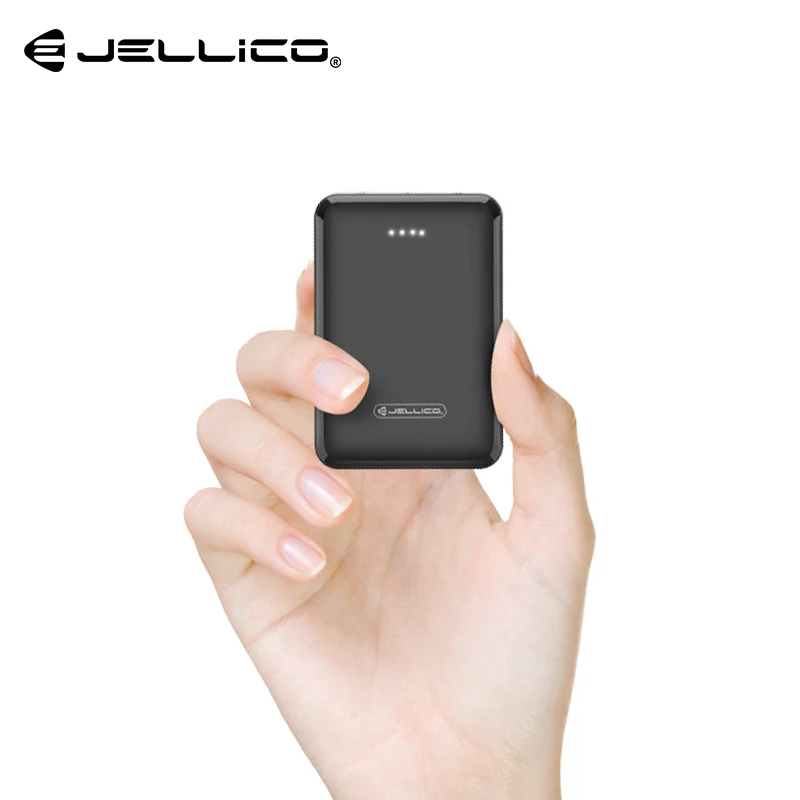 Jellico, мини внешний аккумулятор, двойной USB, 10000 мА/ч, внешний аккумулятор для мобильного телефона, для iPhone X, портативное зарядное устройство, мини внешний аккумулятор для samsung - Цвет: Black