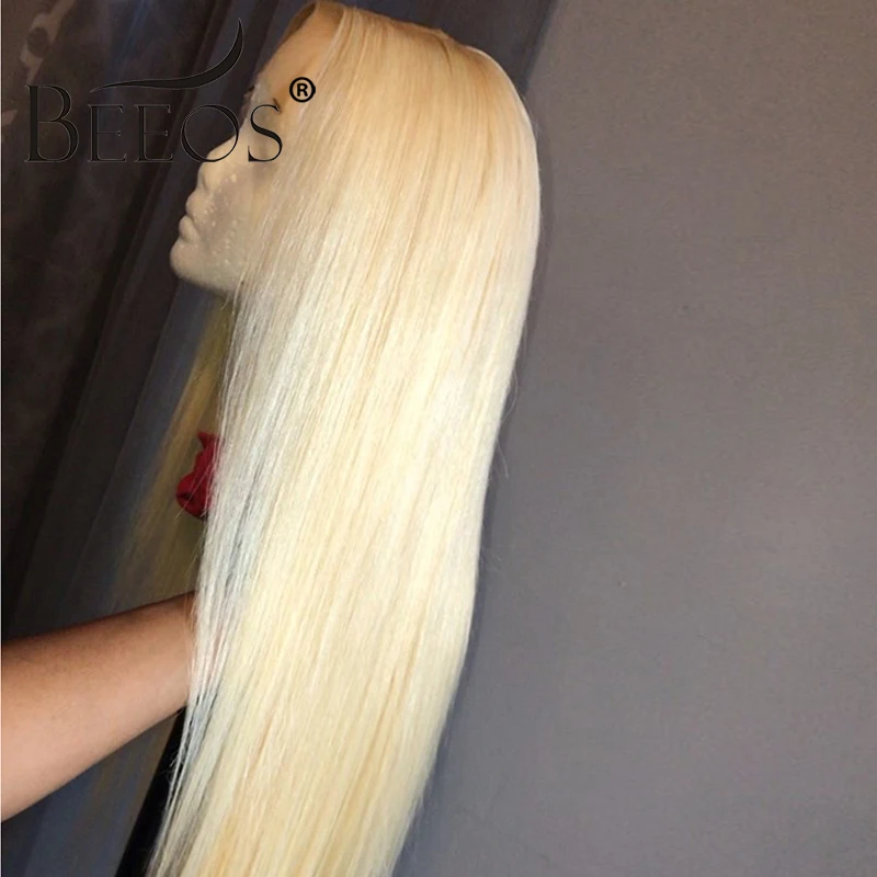 Beeos, 613 блонд, полный шнурок, человеческие волосы, парик, предварительно Запряженные с детскими волосами, прямые Remy человеческие волосы, отбеленные узлы, перуанские волосы