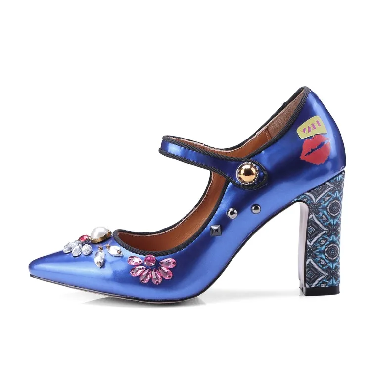 Mljuese Otoño Tacones Mujeres Altos Janes Silver Color 2018 Estrecha Cuadrado Punta Bombas Tacón Primavera Azul Mary Tamaño 40 blue Cristal 34 rgqWrcABw