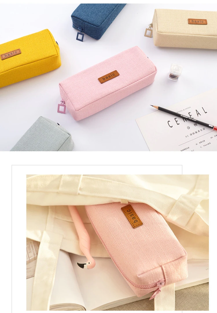 Креативный сплошной цвет Пенал школьный студенческий простая ткань большого размера устойчивые ручки сумка Storge подарки