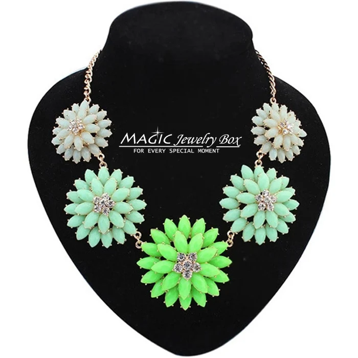 Fashion Multi Layer Flower Maxi Necklace Gold Women Crystal Bubble Choker Statement Big Necklaces Female Jewelry Gift | Украшения и