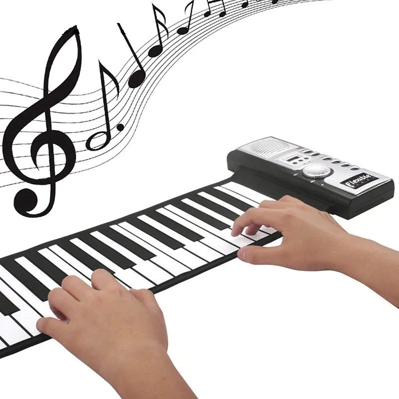 

Flexible 61 Keys Musical Keyboard Electric Silicon Piano Professional Piano Roll-up Keyboard Piano Sound Sustainable Toys WJ122