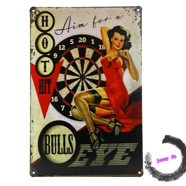 hot hit in the eye hot hit balls eye pin up girl large embossed nostalgic tin hot hit in the eye hot hit balls eye pin up girl large embossed nostalgic tin