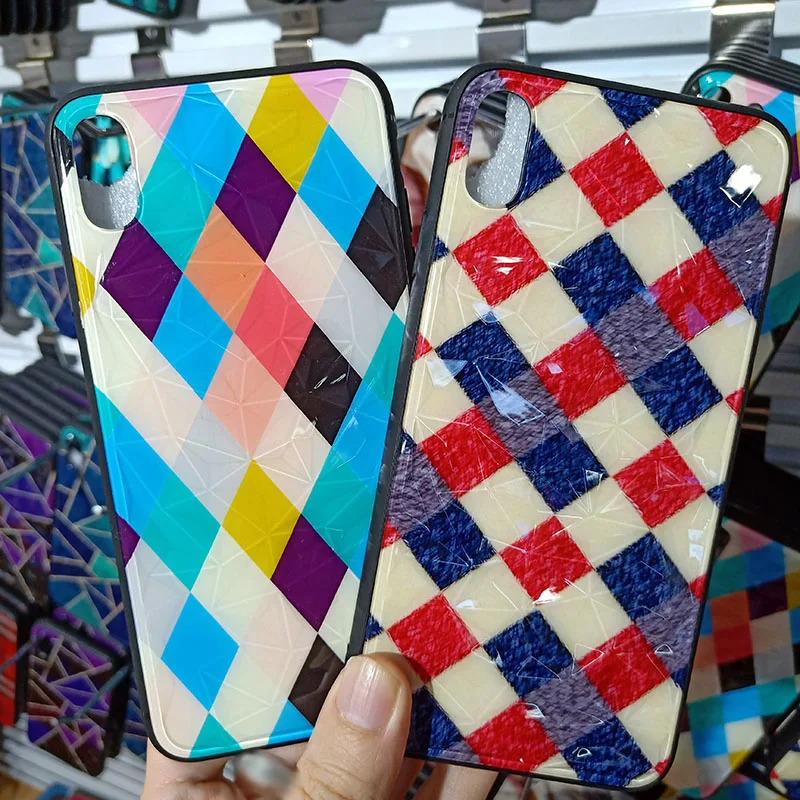 

Colorful Geometry Diamond Rhombus Case for iPhone X XS Max XR Capa Fundas for iPhone 8 7 6 6S Plus 3D Cover Hoesjes