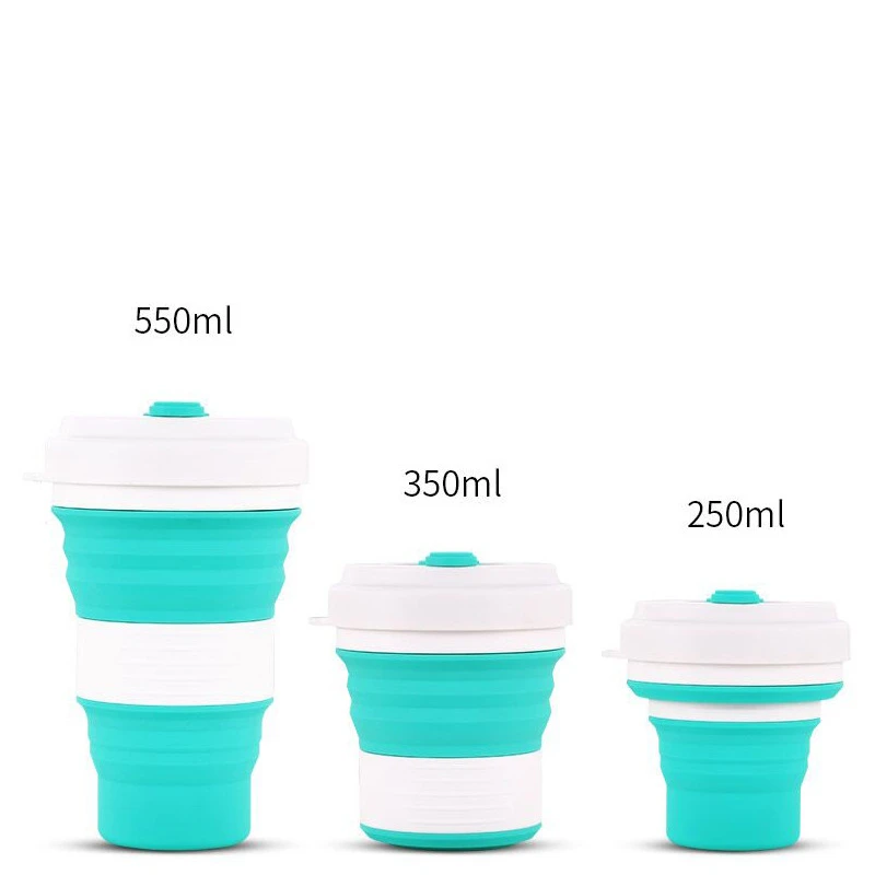 Новинка 250-550 мл силиконовые складные спортивные чашки для воды с Алюминиевые крючки портативные складные походные чайники для хранения воды
