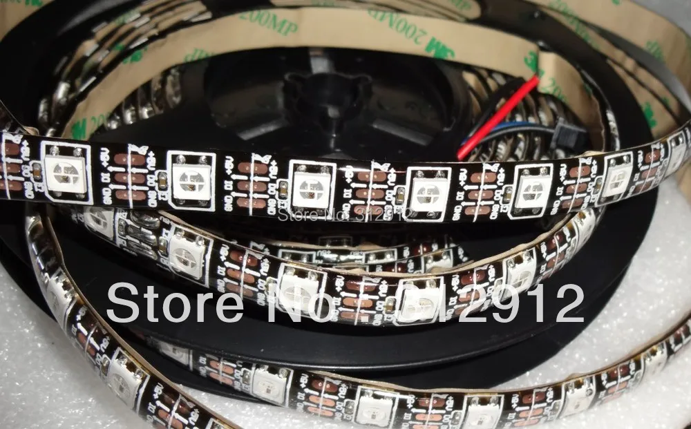 4 м DC5V IP65 WS2812B светодиодная цифровая полоса 60 шт. WS2812B/m с пикселей 57 6 Вт Черная