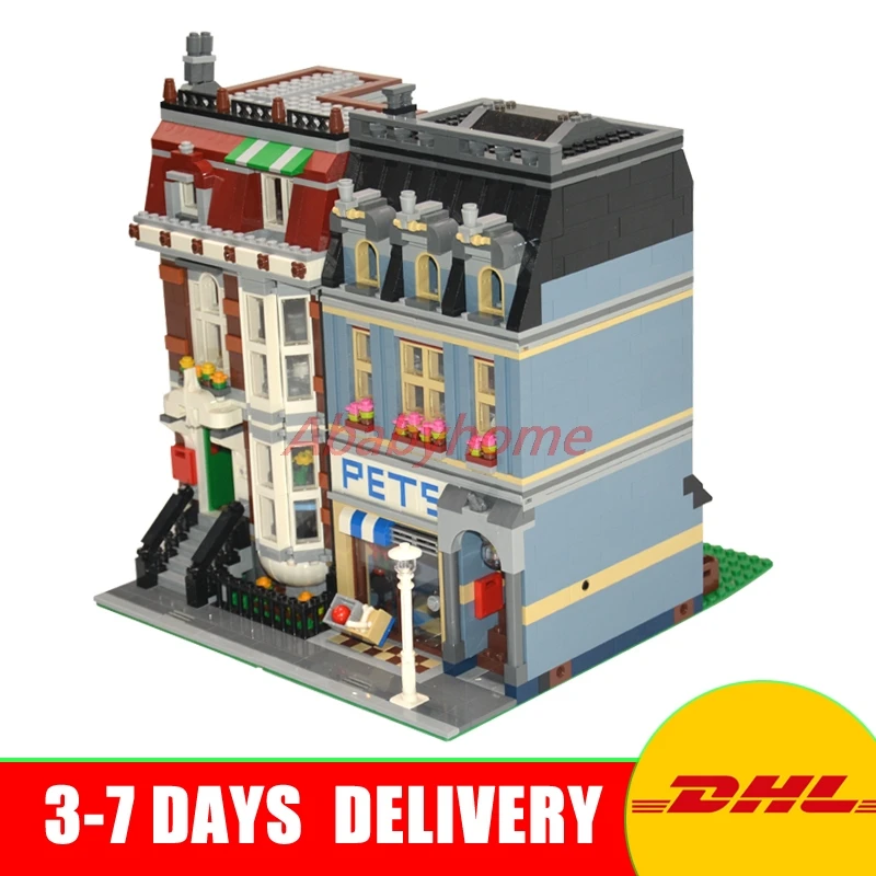 

LEPIN 15009 City Street set Pet Shop Model Building Kits Blocks action bricks baby lovely toy 10218DIY Educational Gift for Girl