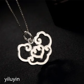 

KJJEAXCMY Fine jewelry S990, hollowed out, clover flowers, riches and fringes, pure silver Thai silver sweater chain pendant