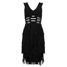 2016 neue backless frauen v-ausschnitt quaste schwarz weiß verband dress kurze besondere anlässe frauen cocktail patry kleider vestidio