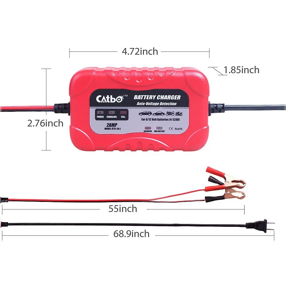 Зарядное устройство CATBO для смарт батарей 2amp с 6 В и 12 селективность зарядки умная