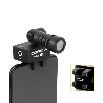 

CoMica CVM-VS09TC Cardioid Smartphone Microphone for Phone w Type-C interface Super Recording 180 Rotation Real-Time Monitoring