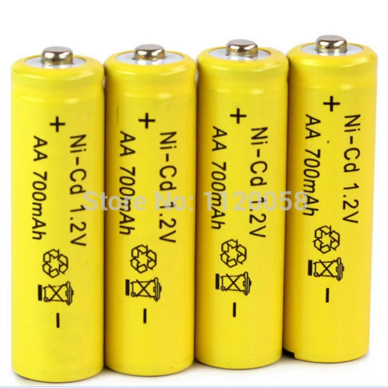 

500 Times Rechargeable AA Battery 4 pcs/lot 700mAh 1.2V Ni-CD 2A Neutral Battery for RC Controller Toys Electronic Etc.