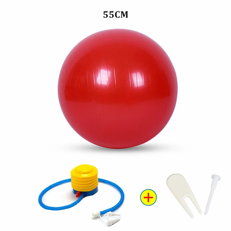 Мяч для упражнений Анти-взрыв спортивный баланс мяч для йоги с насосом для пилатеса роды фитнес тренажерный зал тренировки физиотерапия - Цвет: 55CM Red