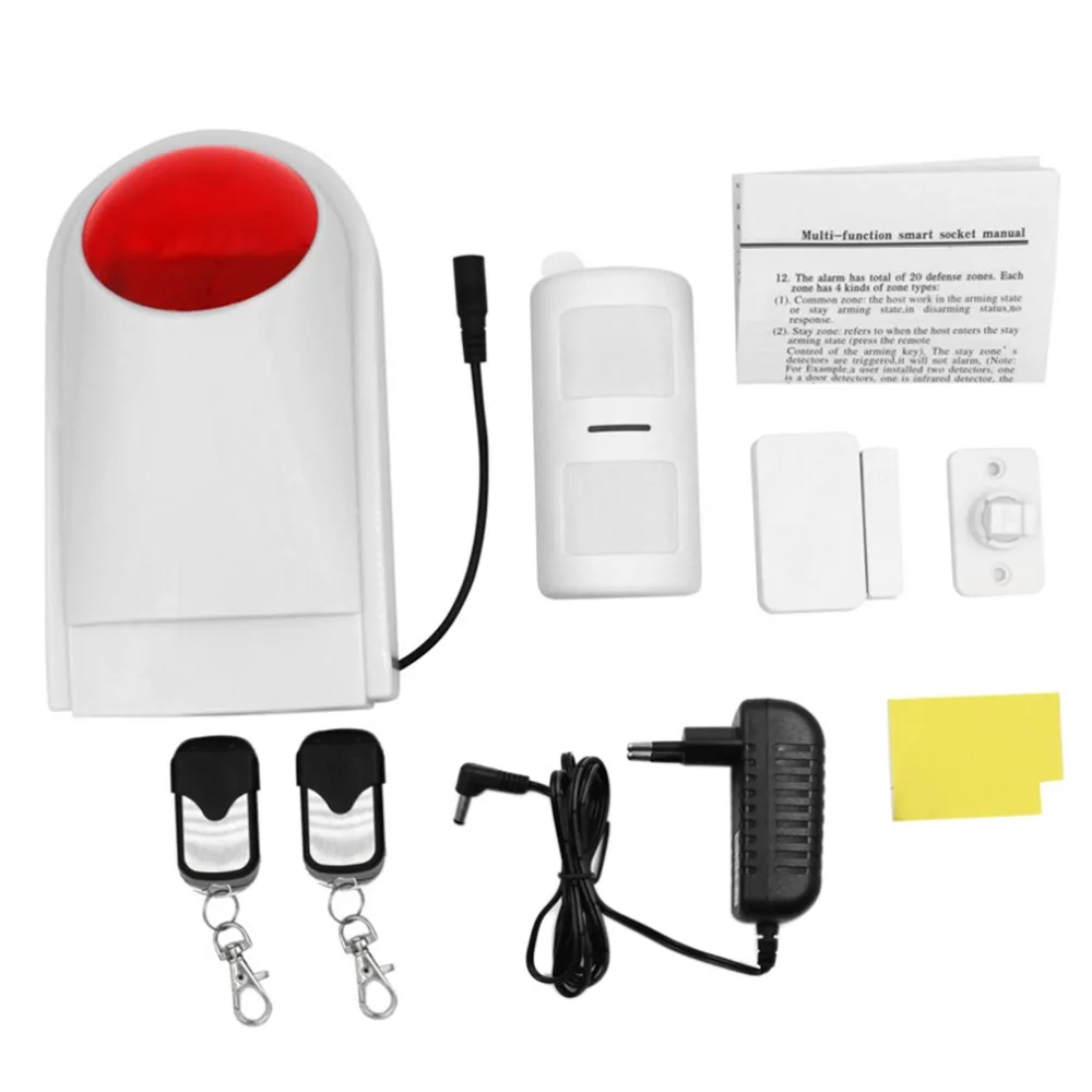 

Professional Smart Voice Wireless PSTN/GSM Alarm System Strong Anti-Interference Home Shop Security Alarm Device White