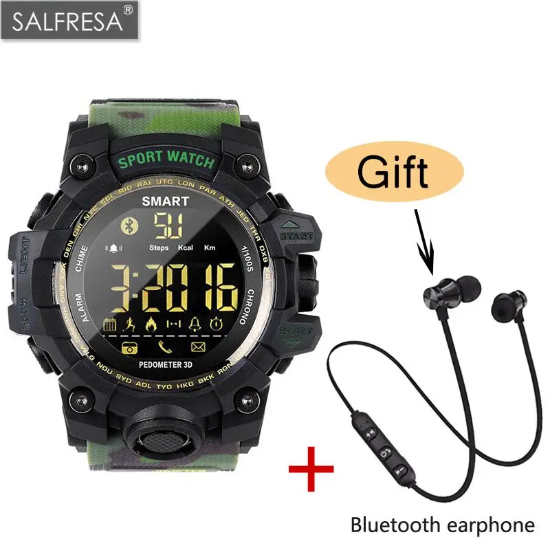 

Smart Watch SALFRESA EX16S Bluetooth Waterproof Remote Control Photo Long Standby Camouflage Outdoor Sports Charging Watches