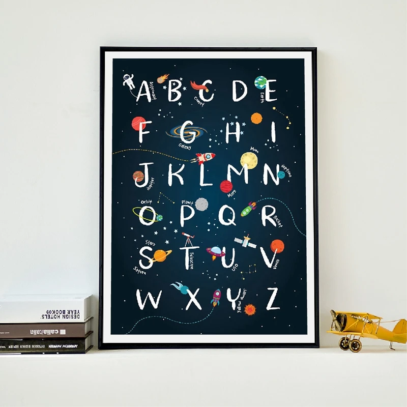 Space canvas print kids room decor