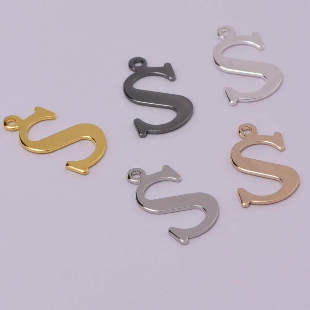 

15*7.5mm 10pcs High Quality Fashion English letter S single hole hanging piece Charms Pendant Necklace Jewelry Accessories DIY