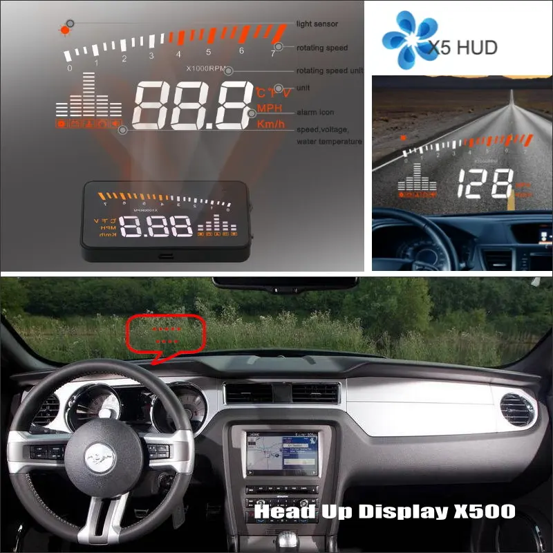 

Car HUD Safe Drive Display For Ford Mustang GT / CS 2005~2014 - Refkecting Windshield Head Up Display Screen Projector
