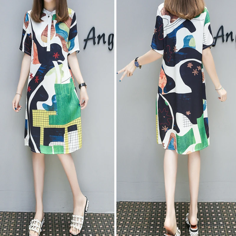 Plus size XL-3XL 4XL 5XL short t shirt dress Dashiki Ethnic Style women 2018 summer runway large size dresses robe clothing Dresses