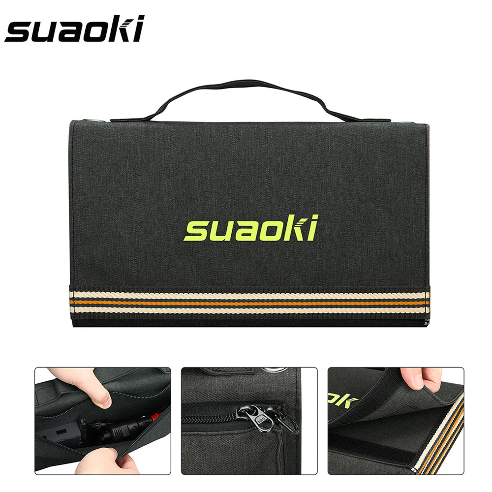 

Suaoki 60W Solar Panel 5V USB and 18V DC Output Portable Foldable Power Bank Solar Charger for Smartphone Laptop