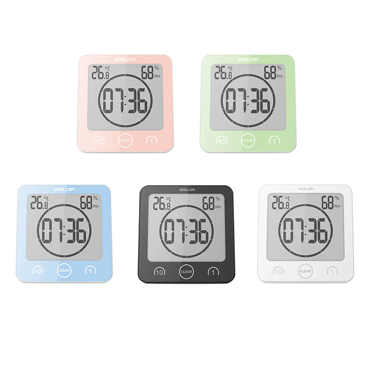 

LCD Screen Waterproof Digital Bathroom Wall Clock Temperature Humidity Countdown Time Function Wash Shower Hanging Clocks Timer