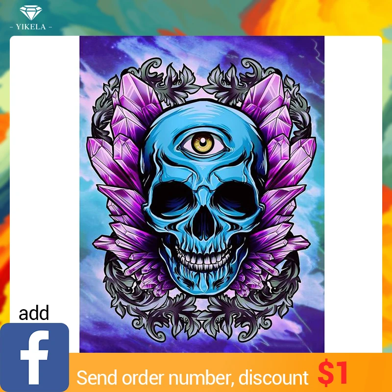 

Full Square DIY 5D Diamond Painting Blue Skull Picture Of Rhinestone Mosaic Diamond Embroidery Home Decor Gifts Custom Any Sizes
