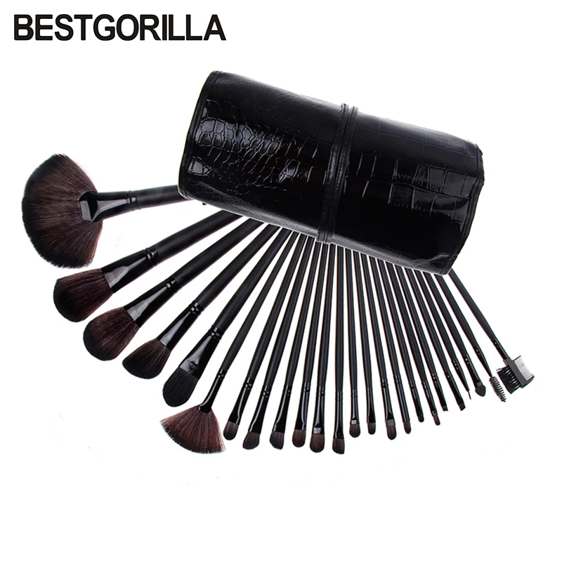 24pc/set Makeup Brushes Set Cosmetic Crocodile pattern Bag Foundation Eyshadow Blusher Powder Blending Brush beauty tools kits