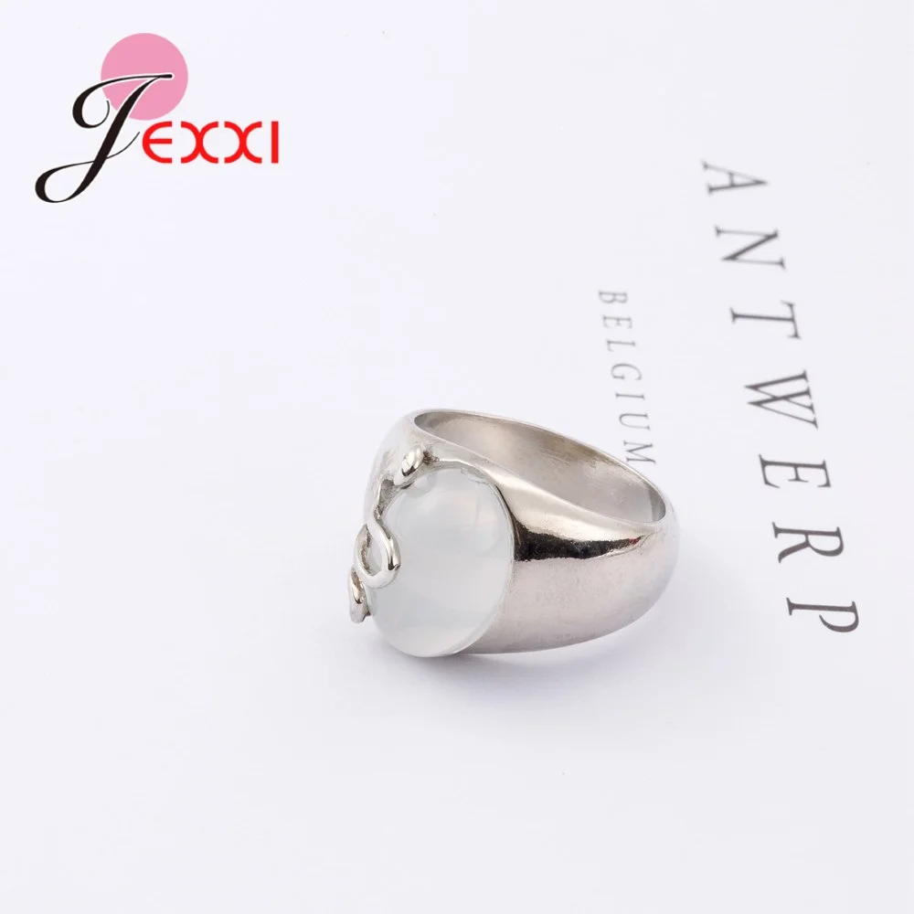 New Elegant White Oval Opal Stone Brand Pure 925 Sterling Silver Rings Beautiful Special Fine Jewelry Christmas Gifts