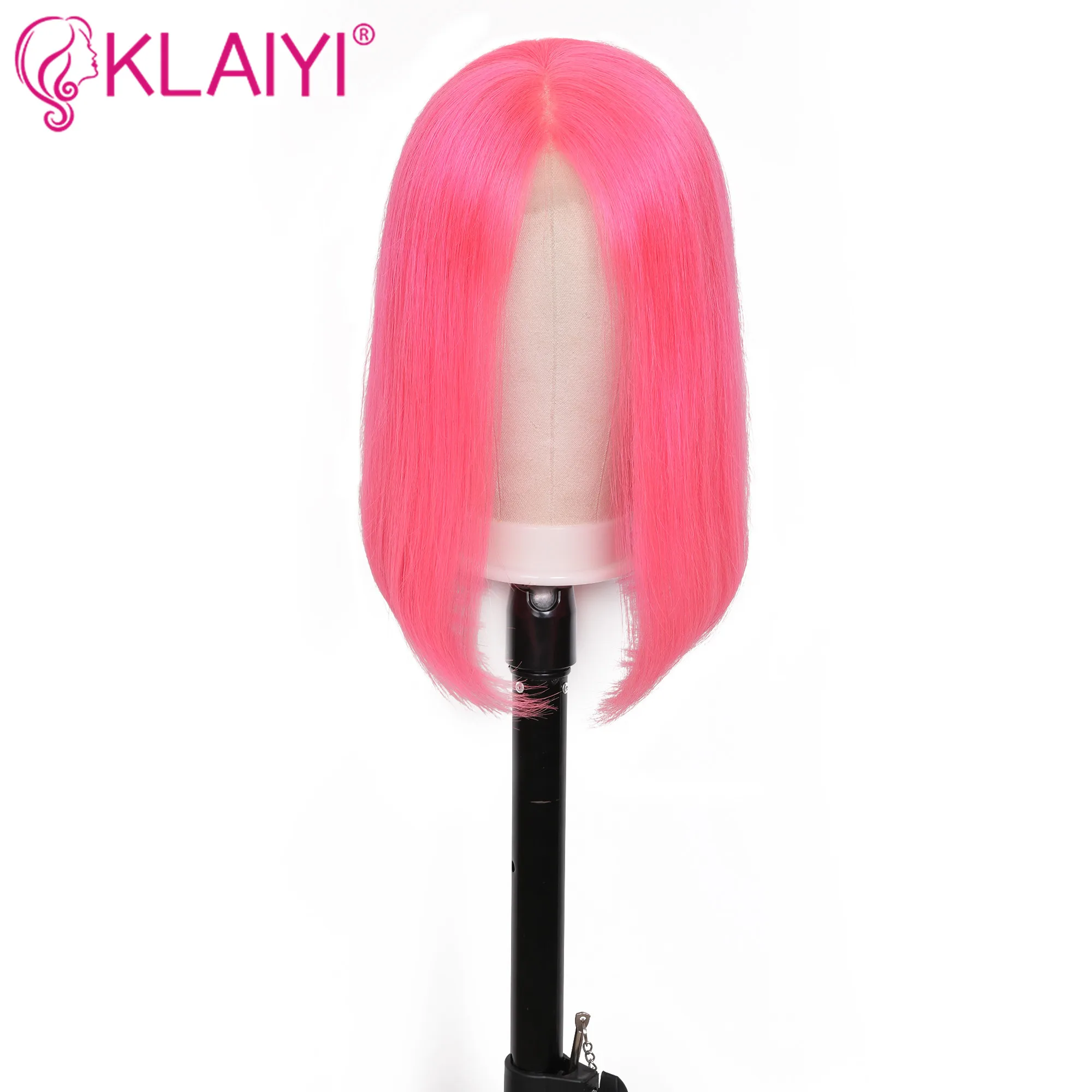 Klaiyi волосы прямые розовый боб парик их натуральных волос парики 8-14 дюймов предварительно сорванные бразильские волосы remy 13*4 дюймов