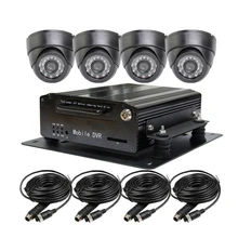 Free Shipping I/O H.264 4CH 2TB Hard Disk Car DVR Recorder Video Playback Kit Night Visio CCTV Car Dome Camera for Truck Van Bus