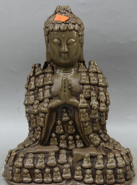 

Collectible bronze S1663 12" Tibet Tibetan Buddhism porcelain Shakyamuni Amitabha Buddha Sakyamuni Statue (B0328)