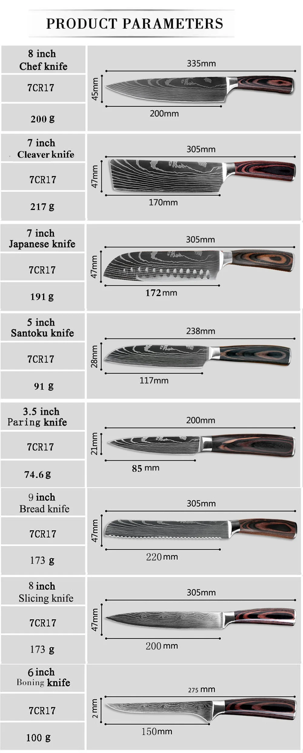 XITUO держатель для ножей Кухня из нержавеющей стали набор ножей дамасский узор сантоку Универсальный японский нож шеф-повара ножницы инструменты для приготовления пищи