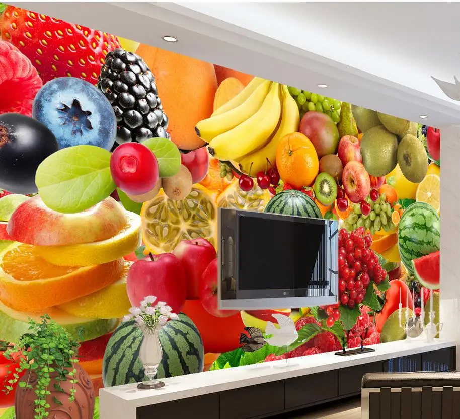 3d wallpaper for room Fruit Strawberry Banana Watermelon photo wall