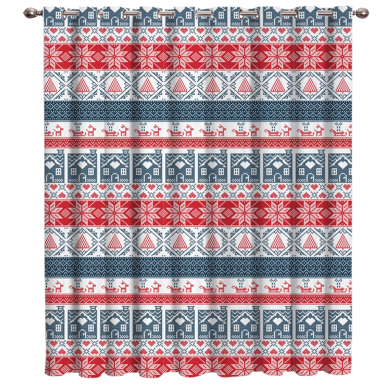 Red and Blue House Tree Decoration for Christmas Window Treatments Curtains Valance Room Large Curtain Rod | Дом и сад