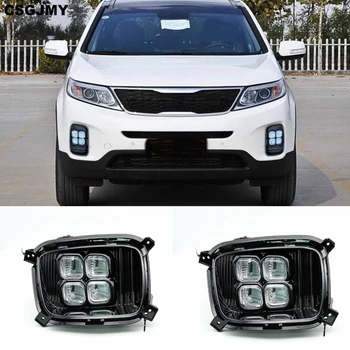 

CSGJMY 2PCS Car DRL Daytime Running Light LED Daylight Waterproof fog lamp Cover car Styling lights For KIA Sorento 2013 2014